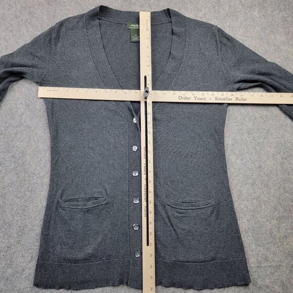 Eddie Bauer Cardigan Sweater Women’s Medium Gray  Cotton Cashmere - Picture 6 of 8
